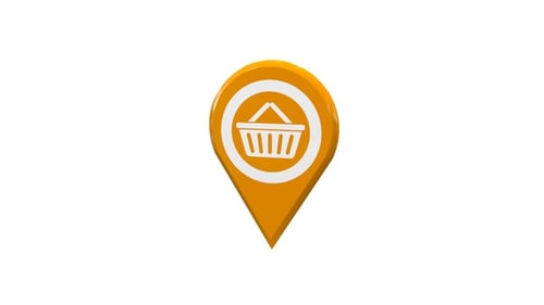 Pop Up 3D Shopping Cart Location Pin Icon Animation
