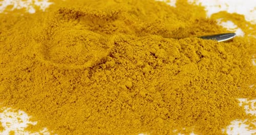 Curry Powder falling , Slow motion 4K
