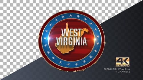 West Virginia United States of America State Map with Flag 4K