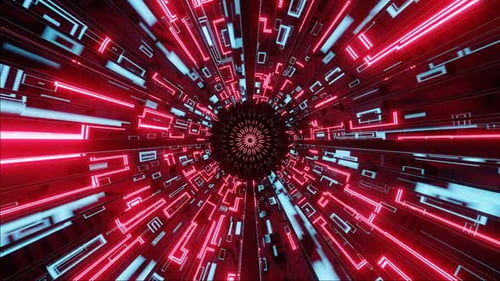 HD Neon Techno Tunnel | Futuristic Cyberpunk Technology Motion Background Loop