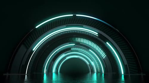 Futuristic Neon Light Tunnel Loop Background