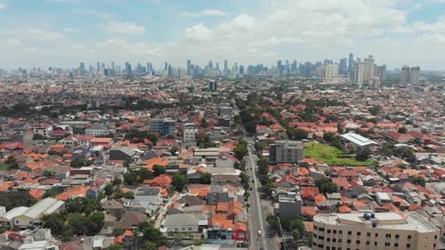 Aerial Panorama of the Outskirts of the City of Jakarta