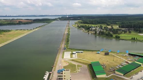 Top View of the Rowing Canal in the City of Zaslavl Near Minsk