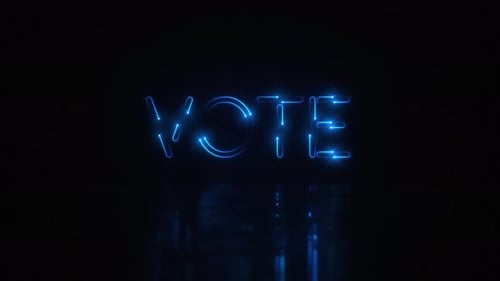 Blaues Neon VOTE Titel Hintergrundzeichen mit 10-Sekunden-Schleife