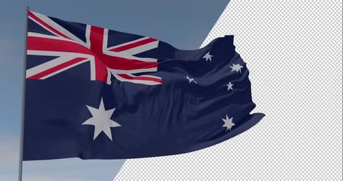 Waving Australian Flag Seamless Loop on Transparent Background