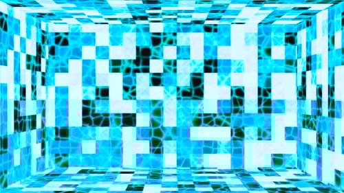 Futuristic Blue Glowing Abstract Grid Box Loop Animation
