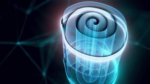 Futuristic Wireframe Spiral Data Flow Abstract Animation