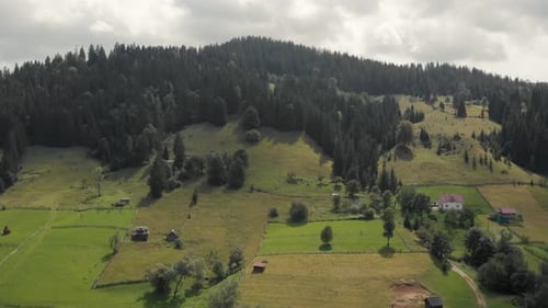 Village on the Slopes of the Carpathian Mountains