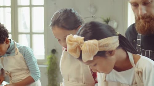 Kids Cutting Mushrooms on Culinary Masterclass