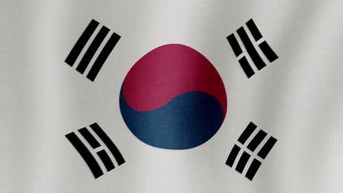 Waving South Korea Flag Loop Animation