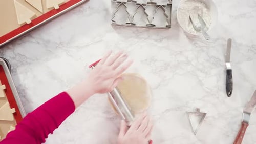 Rolling Cookie Dough for Christmas Baking