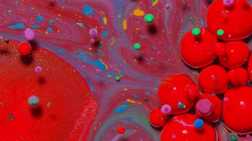 Colorful Bubbles Floating in Abstract Fluid Pattern