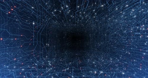 4K seamless loop of print circuit technology cyber and futuristic concept.