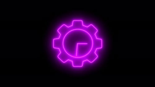 Animated Neon Gear Clock Icon