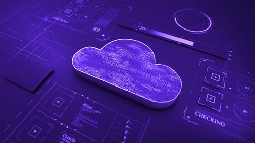 Cloud data transfer. Cloud computing technology and online data storage for business network concept