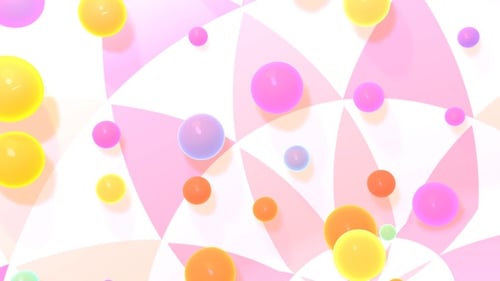 Colorful Bouncing Spheres with Geometric Background Loop