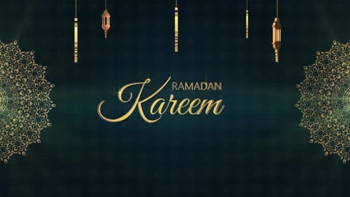 Elegant Ramadan Kareem Title Animation with Golden Lanterns