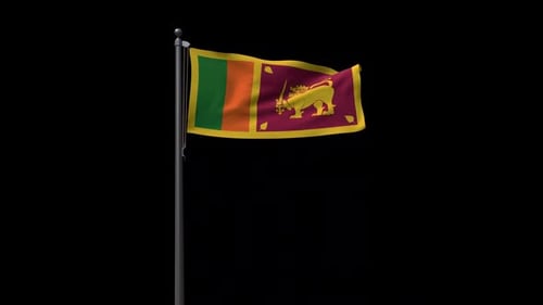 Waving Flag of Sri Lanka on Black Background