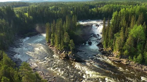 Ristafallet Waterfall in the Western Part of Jamtland