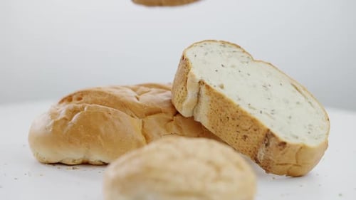 Golden Loaf of Fresh Bread and Rolls