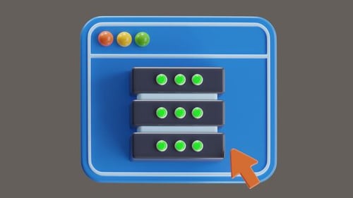 Animação 3D da interface do painel de controle do servidor