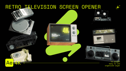 Retro Television Mockup with Classic 80s Electronics