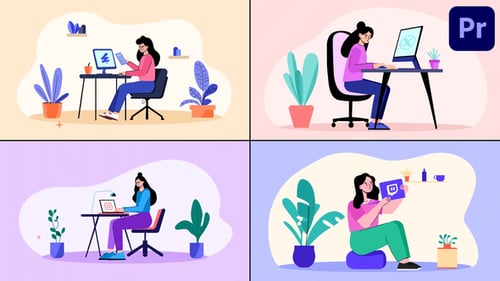 Girl Working On Computer Explainer for Premiere Pro