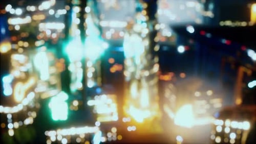 Defocused Bokeh of Cityscape at Twilight Time