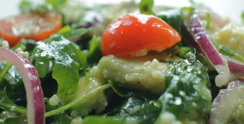 Close Up of a Delicious Salad Being Eaten