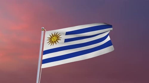 Uruguay National Flag Waving in Realistic 3D Animation