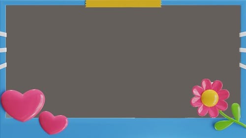 Cute 3D Hearts and Flower Animated Decorative Frame