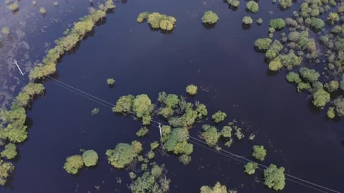 Aerial Drone Footage of High Water in Spring Time
