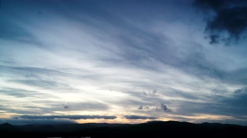 Clouds Moving Over Horizon At Evening, Timelapse