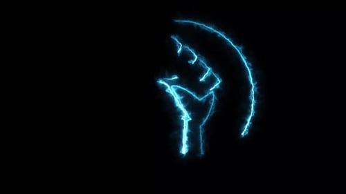 Energetic Neon Fist Icon Reveal Animation