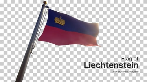 Liechtenstein Flag Waving on Transparent Background