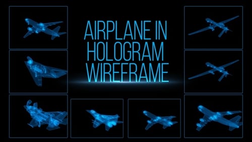 Holographic Wireframe Airplane Collection: 3D Aircraft Technology Loops