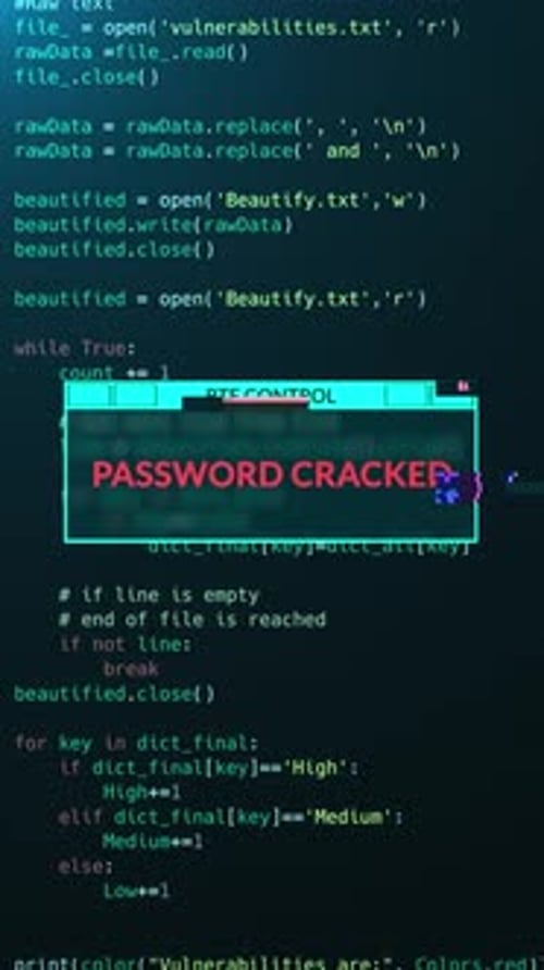Password Cracked notification message over computer hacking program