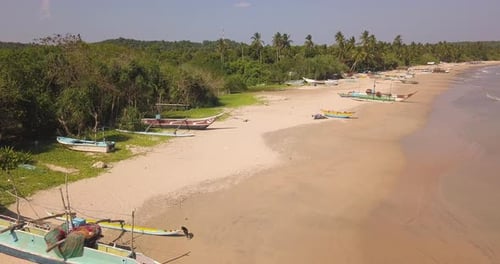 Beach with Traditional Fishing Boats. Sri Lanka
