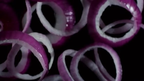 Falling Red Onion Rings