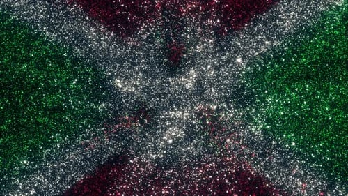 Red White Green Glittering Particle Stream Background Loop