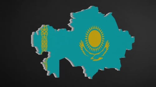 3D Animated Map of Kazakhstan Flag Reveal