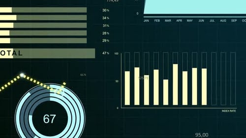 Financial Bonds Graphs and Business Bar Infographic Charts with Rising Line