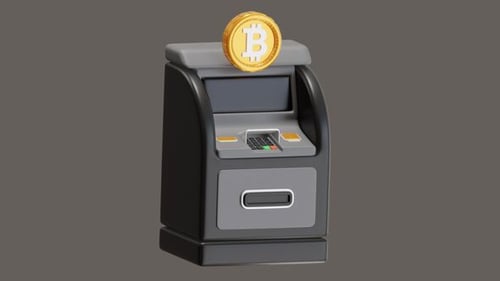 3D Animation of Bitcoin ATMs allow users transactions