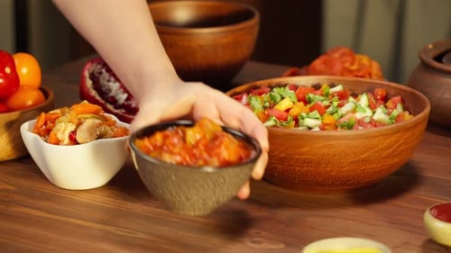 Delicious Food on Table with Fresh Pomegranate