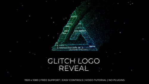 Digital Glitch Logo Reveal with Particle Data Effect