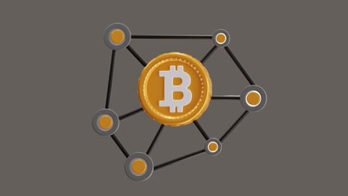 3D-Animation von Bitcoin-Knoten unterstützt Kryptowährungsoperationen