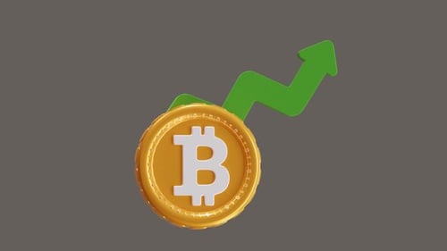 3D Animation of Bitcoin price reaches its highest point