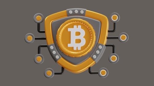 Animação 3D da segurança do Bitcoin protege ativos