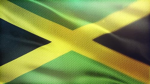 Vibrant Jamaican Flag Waving Realistic Motion Graphic Background