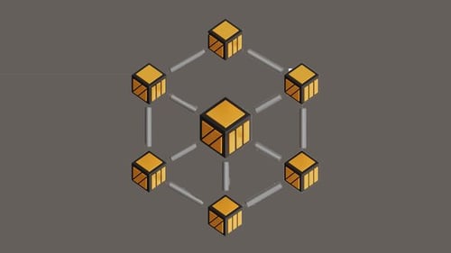 3D Animation of Blockchain consists of blocks of data